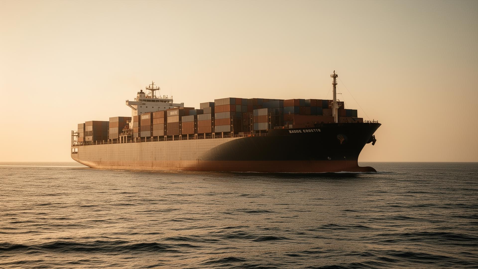 Container vessel moving through a regional trade corridor